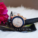 Guess Pinnacle Chronograph White Dial Blue Leather Strap Watch For Men - W0673G6 Authentic Buy Shop Now
