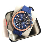Fossil Bannon Multifunction Blue Dial Blue Silicone Strap Watch for Men - BQ2498 Authentic Buy Shop Now