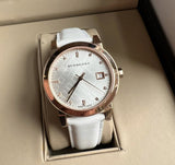 Burberry The City Diamonds White Dial White Leather Strap Watch for Women - BU9130 Authentic Buy Shop Now