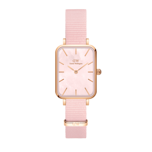 Daniel Wellington Quadro Pressed Mother of Pearl Pink Dial Pink Nylon Strap Watch For Women - DW00100509 Authentic Buy Shop Now