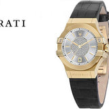 Maserati Potenza Diamonds Silver Dial Black Leather Strap Watch For Women - R8851108505 Authentic Buy Shop Now