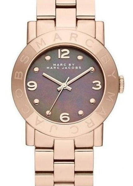 Marc Jacobs Amy Mother of Pearl Black Dial Rose Gold Steel Strap Watch for Women - MBM8610 Authentic Buy Shop Now