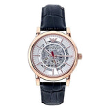 Emporio Armani Meccanico Silver Dial Blue Leather Strap Watch For Men - AR60009 Authentic Buy Shop Now