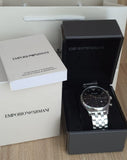 Emporio Armani Chronograph Black Dial Silver Steel Strap Watch For Men - AR11017 Authentic Buy Shop Now