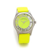 Marc Jacobs Henry Skeleton Neon Yellow Dial Yellow Leather Strap Watch for Women - MBM1242 Authentic Buy Shop Now