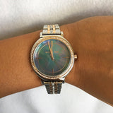Michael Kors Cinthia Mother of Pearl Grey Dial Two Tone Steel Strap Watch for Women - MK3642 Authentic Buy Shop Now