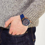 Guess Force Blue & Rose Gold Dial Blue Silicone Strap Watch For Men - W0674G2 Authentic Buy Shop Now