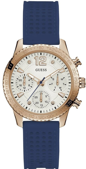 Guess Marina Multifunction White Dial Blue Rubber Strap Watch for Women - W1025L4 Authentic Buy Shop Now
