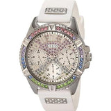 Guess Frontier Diamonds Silver Dial White Rubber Strap Watch for Women - GW0045L1 Authentic Buy Shop Now