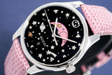 Gucci G-Timeless Moonphase Black Dial Pink Leather Strap Watch For Women - YA1264046 Authentic Buy Shop Now