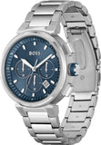 Hugo Boss One Chronograph Blue Dial Silver Steel Strap Watch For Men - 1513999 Authentic Buy Shop Now