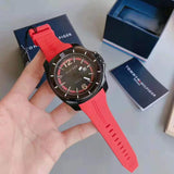 Tommy Hilfiger Windsurf Black Dial Red Rubber Strap Watch for Men - 1791112 Authentic Buy Shop Now