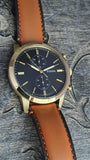 Fossil Townsman Chronograph Blue Dial Brown Leather Strap Watch for Men - FS5279 Authentic Buy Shop Now