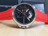 Tommy Hilfiger Decker Quartz Black Dial Red Rubber Strap Watch for Men - 1791351 Authentic Buy Shop Now