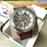 Fossil Modern Machine Automatic Skeleton White Dial Brown Leather Strap Watch for Women - ME3083 Authentic Buy Shop Now