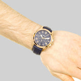 Fossil Grant Chronograph Blue Dial Blue Leather Strap Watch for Men - FS4835 Authentic Buy Shop Now