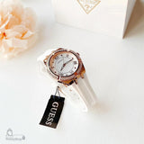 Guess Cosmo Diamonds Silver Dial White Rubber Strap Watch for Women - GW0034L2 Authentic Buy Shop Now