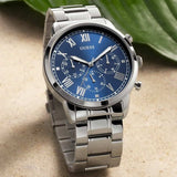 Guess Hendrix Chronograph Blue Dial Silver Steel Strap Watch for Men - W1309G1 Authentic Buy Shop Now