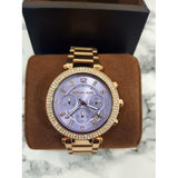 Michael Kors Parker Purple Dial Rose Gold Steel Strap Watch for Women - MK6169 Authentic Buy Shop Now