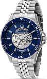 Maserati SFIDA Automatic Skeleton Blue Dial Silver Steel Strap Watch For Men - R882314001 Authentic Buy Shop Now
