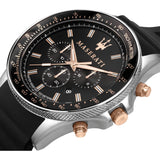 Maserati SFIDA 44mm Black Silicon Chronograph Watch For Men - R8871640002 Authentic Buy Shop Now