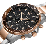 Maserati SFIDA Chronograph Black Dial Two Tone Steel Strap Watch For Men - R8873640009 Authentic Buy Shop Now