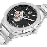 Maserati Stile Skeleton Automatic Black Dial Silver Steel Strap Watch For Men - R8823142002 Authentic Buy Shop Now