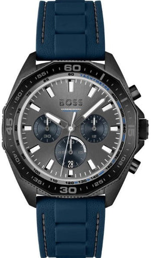 Hugo Boss Energy Chronograph Grey Dial Green Rubber Strap Watch For Men - 1513972 Authentic Buy Shop Now