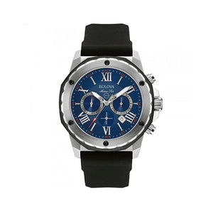 Bulova Marine Star Blue Dial Black Silicone Strap Watch for Men - 98B258 Authentic Buy Shop Now