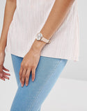 Emporio Armani Kappa Rose Gold & White Dial Beige Nude Leather Strap Watch For Women - AR2510 Authentic Buy Shop Now