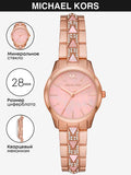 Michael Kors Runway Mother of Pearl Dial Rose Gold Steel Strap Watch For Women - MK6856 Authentic Buy Shop Now