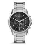Armani Exchange Banks Chronograph Black Dial Silver Steel Strap Watch For Men - AX1720 Authentic Buy Shop Now