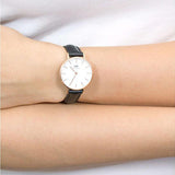 Daniel Wellington Classic Petite Sheffield White Dial Black Leather Strap Watch For Women - DW00100230 Authentic Buy Shop Now