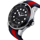 Gucci Dive Black Dial Red & Blue Nylon Strap Watch For Men - YA136210 Authentic Buy Shop Now