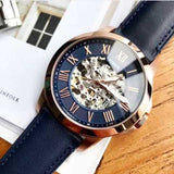 Fossil Grant Automatic Skeleton Blue Dial Blue Leather Strap Watch for Men - ME3102 Authentic Buy Shop Now