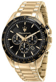 Maserati Traguardo Chronograph Black Dial Gold Steel Strap Watch For Men - R8873612041 Authentic Buy Shop Now
