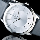 Calvin Klein Minimal Silver Dial Black Leather Strap Watch for Women - K3M221C6 Authentic Buy Shop Now