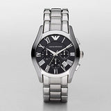 Emporio Armani Valente Chronograph Black Dial Silver Stainless Steel Watch For Men - AR0673 Authentic Buy Shop Now