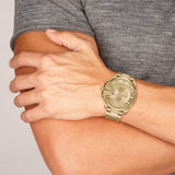 Diesel Mega Chief Chronograph Gold Dial Gold Steel Strap Watch For Men - DZ4360 Authentic Buy Shop Now