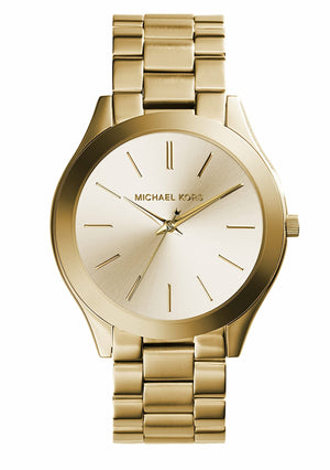 Michael Kors Slim Runway Gold Dial Gold Stainless Steel Strap Watch for Women - MK3179 Authentic Buy Shop Now