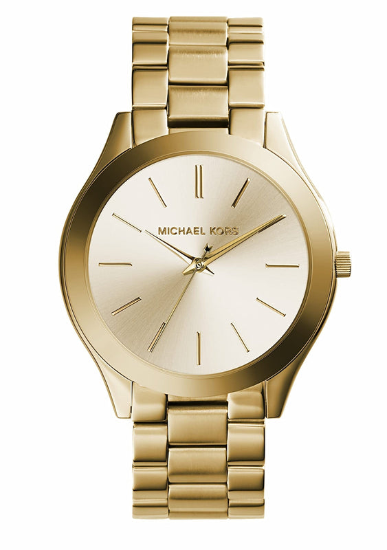 Michael Kors Slim Runway Gold Dial Gold Stainless Steel Strap Watch for Women - MK3179 Authentic Buy Shop Now