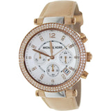 Michael Kors Parker Chronograph White Dial Tan Leather Strap Watch for Women - MK5633 Authentic Buy Shop Now