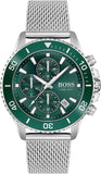Hugo Boss Admiral Green Dial Silver Mesh Bracelet Watch for Men - 1513905 Authentic Buy Shop Now