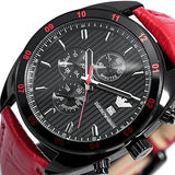 Emporio Armani Sportivo Chronograph Black Dial Red Leather Strap Watch For Men - AR5918 Authentic Buy Shop Now