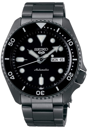 Seiko 5 Sports Automatic Black Dial Black Steel Strap Watch For Men - SRPD65K1 Authentic Buy Shop Now