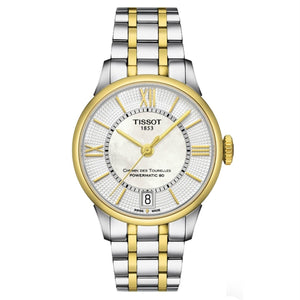 Tissot Chemin Des Tourelles Powermatic 80 Lady Mother of Pearl White Dial Two Tone Steel Strap Watch For Women - T099.207.22.118.00 Authentic Buy Shop Now