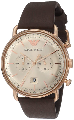 Emporio Armani Aviator Grey Dial Brown Leather Strap Watch For Men - AR11106 Authentic Buy Shop Now