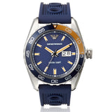 Emporio Armani Sportivo Chronograph Quartz Blue Dial Blue Rubber Strap Watch For Men - AR6045 Authentic Buy Shop Now