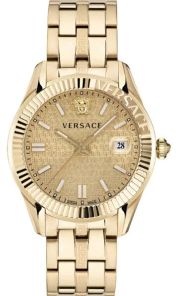 Versace Greca Time Quartz Gold Dial Gold Steel Strap Watch For Men - VE3K00522 Authentic Buy Shop Now