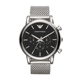 Emporio Armani Chronograph Black Dial Silver Mesh Bracelet Watch For Men - AR11104 Authentic Buy Shop Now